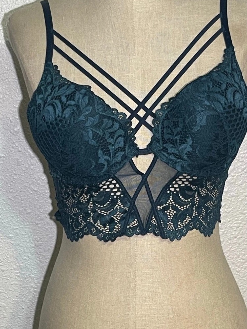 La Senza Obsession Lace Push-Up Longline green wired bra size small